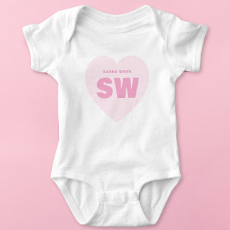 Body Tenue personnalisée nouveau-né monogramme cœur ros