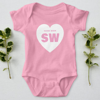 Body Tenue personnalisée nouveau-né rose Monogramme Cœu