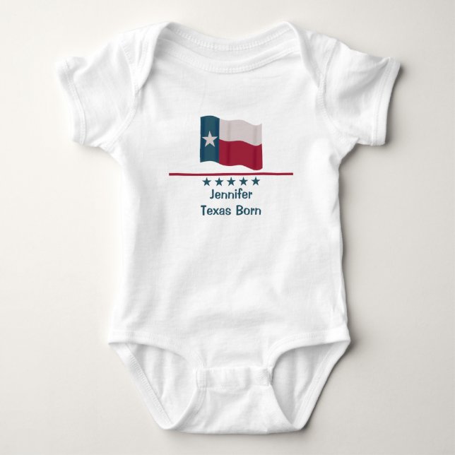 Body Texas Born Long Star Nom du drapeau Baby personnal (Devant)