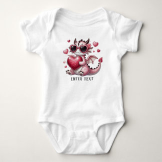 Body Texte personnalisé Bébé fille T-Rex Dino Amour