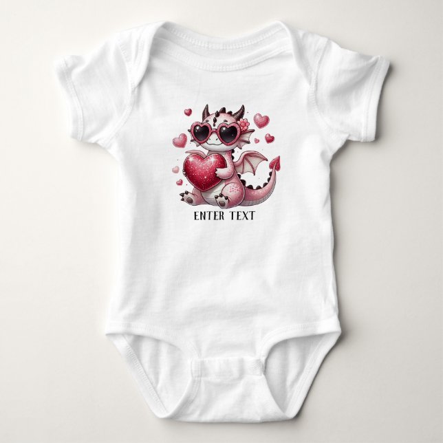 Body Texte personnalisé Bébé fille T-Rex Dino Amour (Devant)