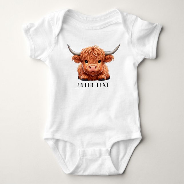 Body Texte personnalisé Cute Baby Highland Cow (Devant)