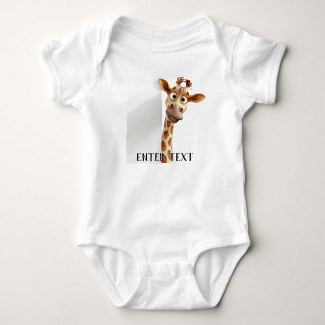 Body Texte Personnalisé Cute Giraffe Peeking Baby Bodys (Devant)
