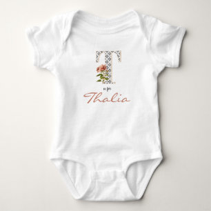 Body Thalia nom Révéler Floral Lettre T Fleur rose