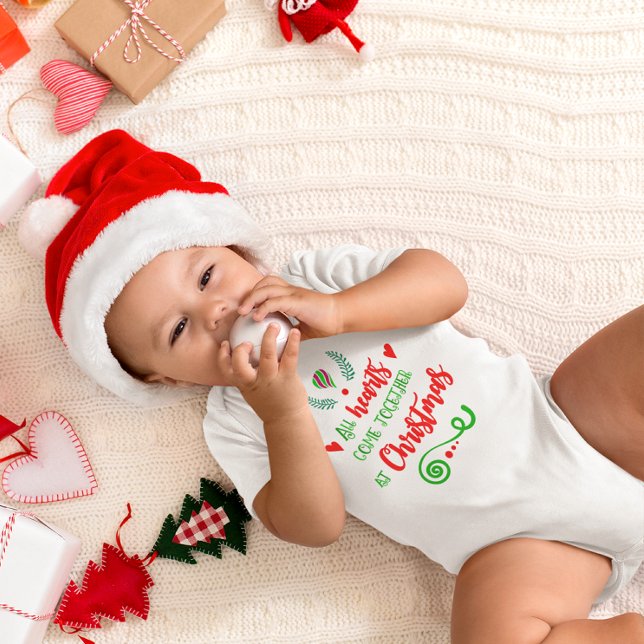 Body Tous Les Coeurs Se Réunissent Lors Des Fêtes De No (All Hearts Come Together At Christmas Holiday Baby Bodysuit)