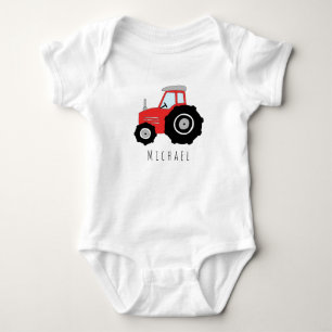 Body Tracteur de ferme rouge pour bébé personnalisé ave