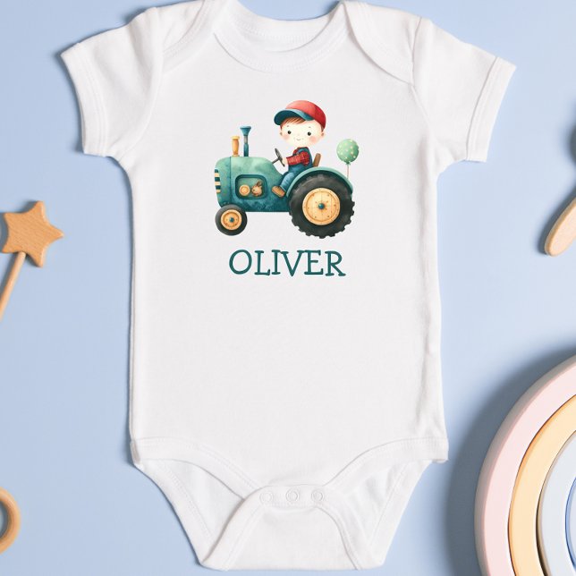 Body Tracteur vert mignon pour garçons Personnalisé (Créateur téléchargé)