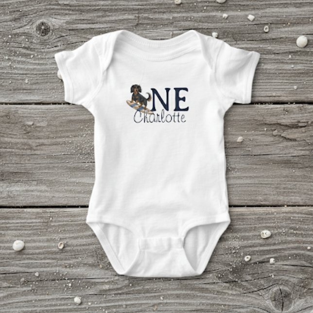 Body Tropical The Big One Surf Dachshund anniversaire (Celebrate your little one’s special day with this Tropical The Big One Surf Dachshund Birthday!)