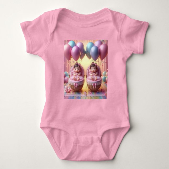 Body Twin Baby Girls In Pastel Balloons et Rubans (Devant)