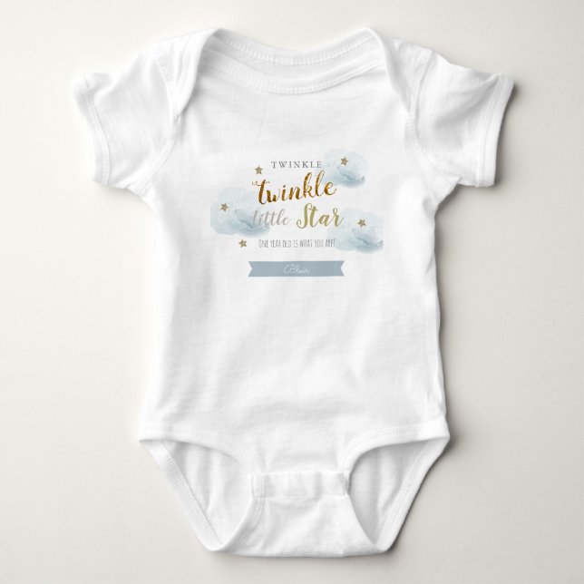 Body Twinkle Twinkle Little Star Bleu 1er Anniversaire (Devant)