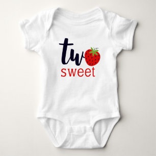 Body TWO Douce Fille Anniversaire Fraise 2ème Année Fêt