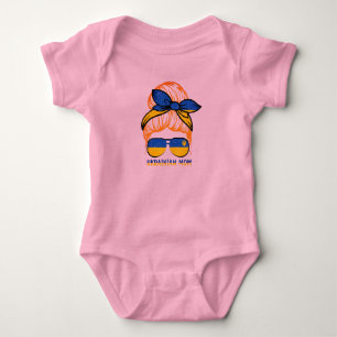 Body Ukraine Maman Ukraine Drapeau Messy Bun Maman Vie