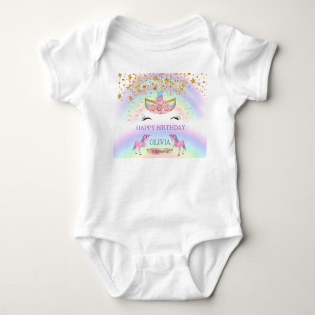 Body Unicorn fête Rainbow 1er Anniversaire whimsday gir (Devant)