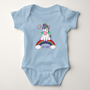 Body Unicorne Personnalisée Assis Sur Un Arc En Ciel