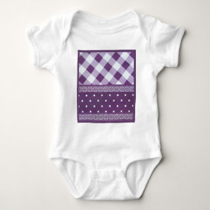 Body Violet blanc À damiers Polka Dot Floral Damask Art