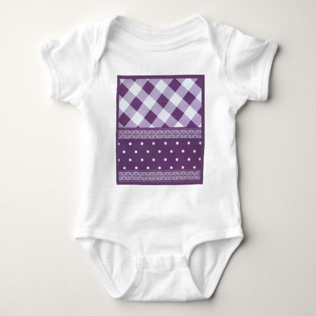 Body Violet blanc À damiers Polka Dot Floral Damask Art (Devant)
