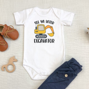 Body Voir Ya Plus Tard Excavateur Baby Boy Bodysuit