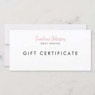 Body Waxing Geschenkgutschein Einfach Minimal Weiß Dankeskarte