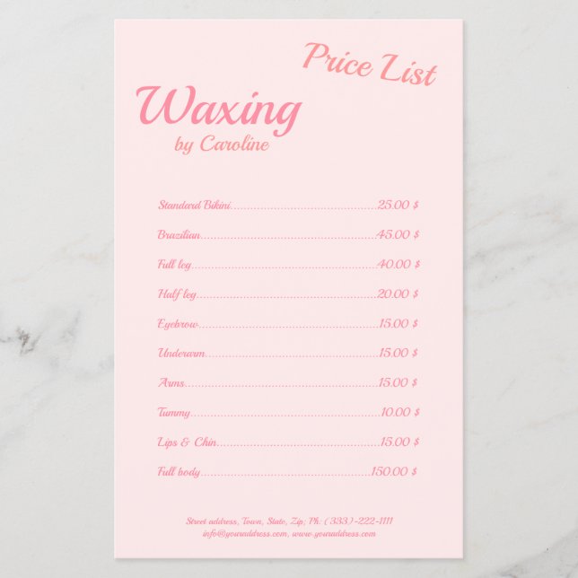 Body Waxing Wax Boutique Einfach rosa Flyer (Vorne)