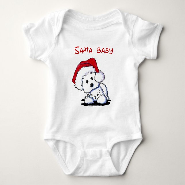 Body Westie Chien PÈRE NOËL Vêtements BÉBÉ (Lumières) (Devant)