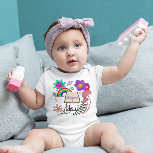 Body Whimsical fille livre chien arc-en-ciel champignon