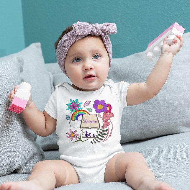 Body Whimsical fille livre chien arc-en-ciel champignon (Créateur téléchargé)