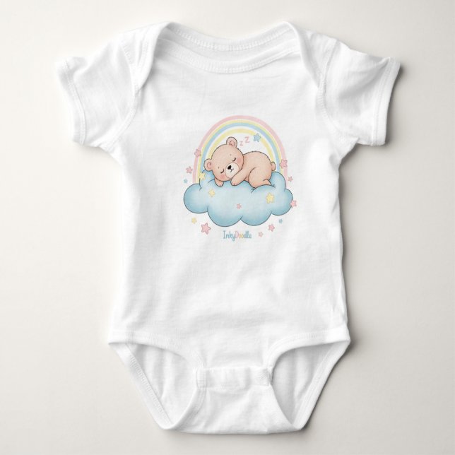Body Whimsical Sleeping Bear on Cloud Baby Bodysuit  (Devant)
