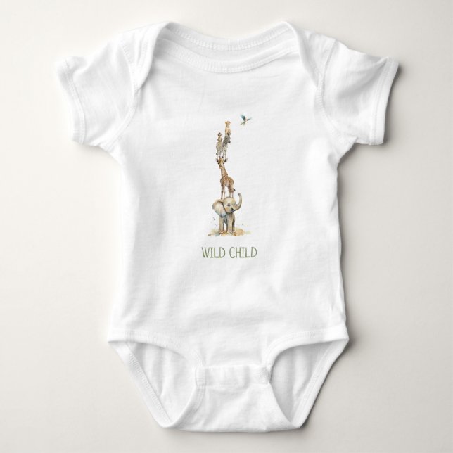 Body WiLD ENFANT Jungle Safari Animaux Baby Bodysuit (Devant)