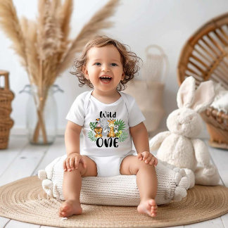 Body Wild One 1st Birthday Baby Cute Safari