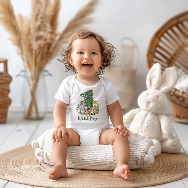 Body Wild One Baby 1st Birthday Jungle Safari T-shirt (Créateur téléchargé)