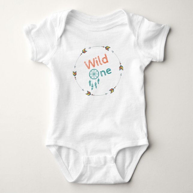 Body Wild One Baby Birthday Tribal Boho Dreamcatcher (Devant)
