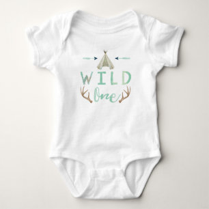 Body Wild One Tribal Teepee Blue Baby Boy Bodysuit
