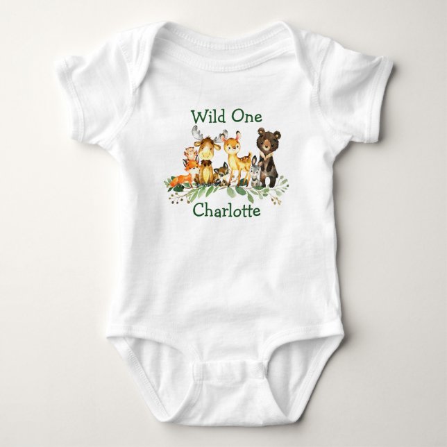 Body Wild Un 1er Anniversaire Forêt Bois Animaux (Devant)