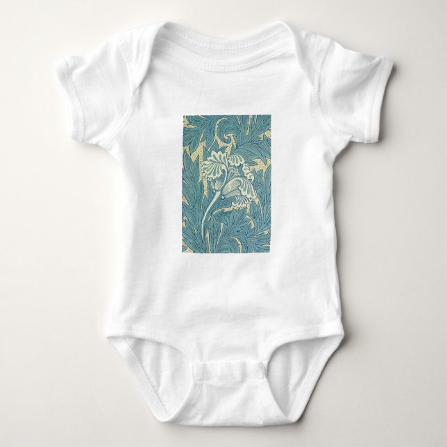 Body William Morris Classique Fleurs Bleu de Tulipe (Devant)