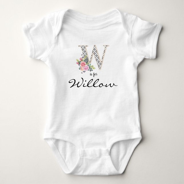 Body Willow Name Reveillez Floral Letter W Retro Flower (Devant)