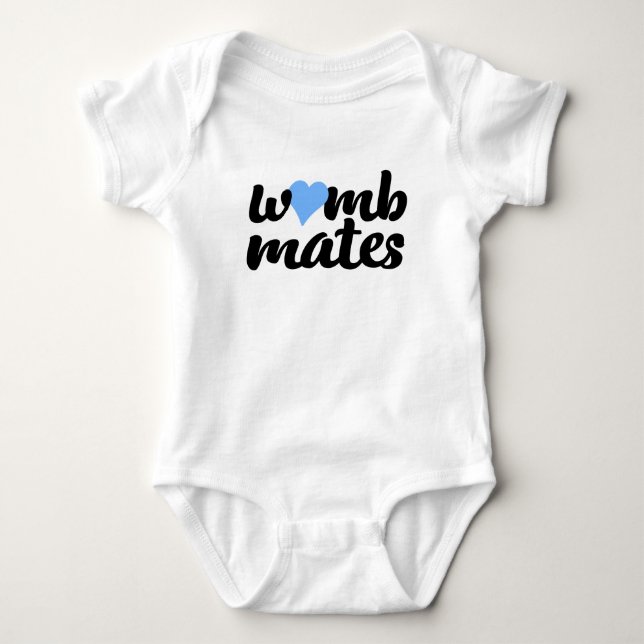 Body Womb Mates Blue Heart Twins Bodysuit (Devant)