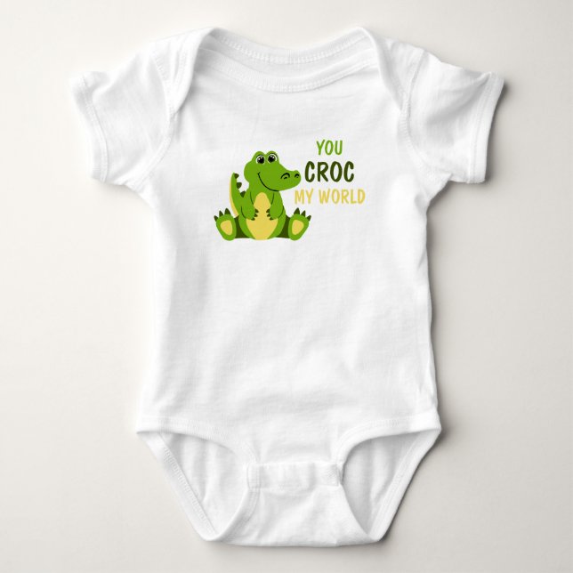 Body You Croc My World Crocodile Aligator Baby Romper (Devant)