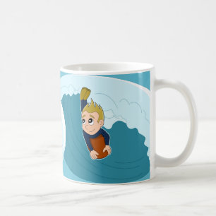 Bodyboarding Jungen-Cartoon-Tasse Kaffeetasse