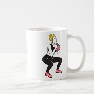 Bodybuilder Beintraining Mädchen Kettlebells Fitne Kaffeetasse