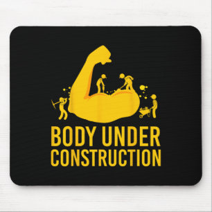 Bodybuilder Body Under Construction Funny Gym Body Mousepad