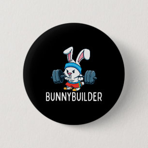 Bodybuilder Bunny Oaster Bunnybuilder Fitness Gym Button