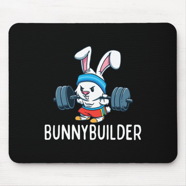 Bodybuilder Bunny Oaster Bunnybuilder Fitness Gym Mousepad (Vorne)