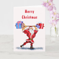 Bodybuilder Claus mit Funny Christmas Card