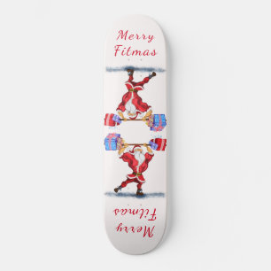 Bodybuilder Cristmas Skateboard Cadeau Père Noël -