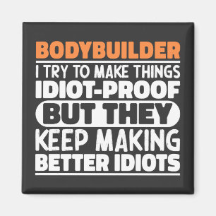 Bodybuilder, den ich versuche, die Dinge zu einem  Magnet