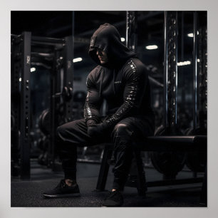 Bodybuilder Fokussiert auf den nächsten Aufzug Poster