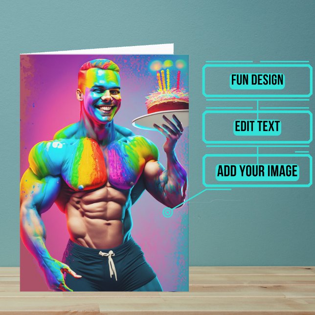 Bodybuilder Gay Birthday Karte (Wish a very Happy Birth - gay to your favorite human with this LGBTQ+ inspired birthday card. )