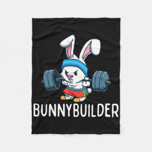 Bodybuilder Hase Ostern Bunnybuilder Fitness Gym Fleecedecke