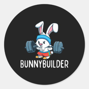 Bodybuilder Hase Ostern Bunnybuilder Fitness Gym Runder Aufkleber