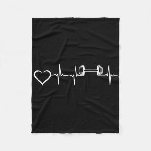 Bodybuilder Heartbeat Dumbell Weightlift Gym F Fleecedecke